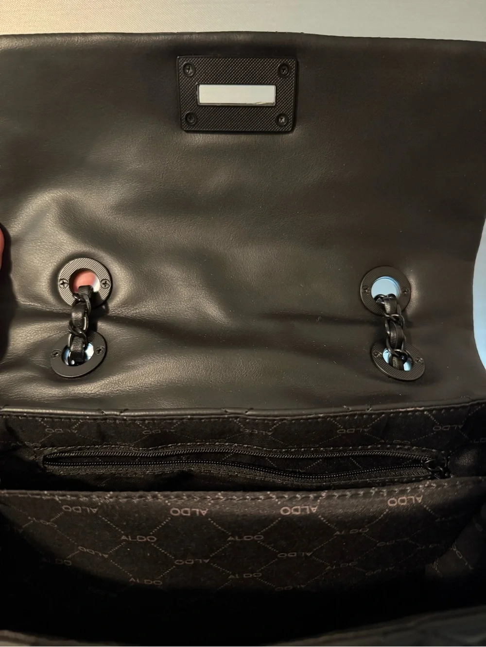 Aldo Black Quilted Shoulder Bag with Chain Strap